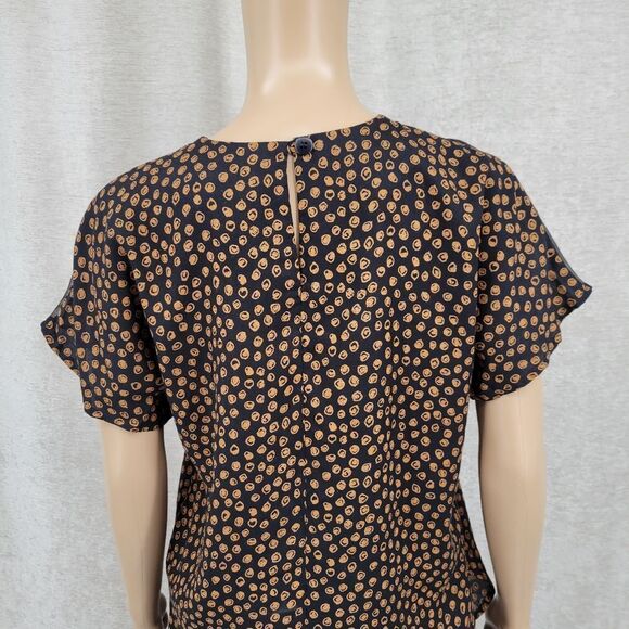 Carlo Moda Vintage Matching Set Black Gold Dot Trousers Blouse Illusion Neckline - Picture 7 of 15